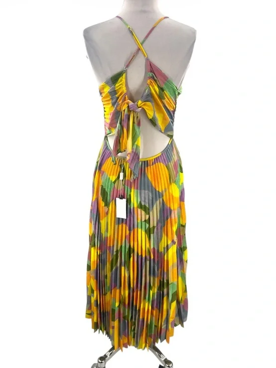 NWT ASTR the Label Blythe Floral Midi Dress yellow lilac abstract Sz M - Picture 7 of 11